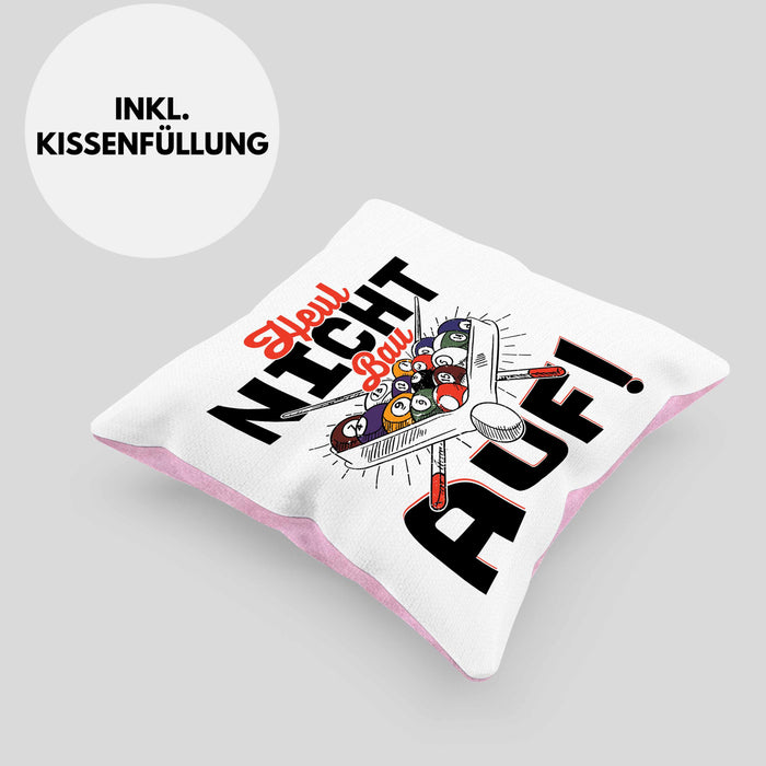 Pool Billard Kissen mit Füllung 40x40 Geschenk Billiard-Spieler Geschenkidee Sprüche Heul Nicht Bau Auf (Grau) Rosa Trendation