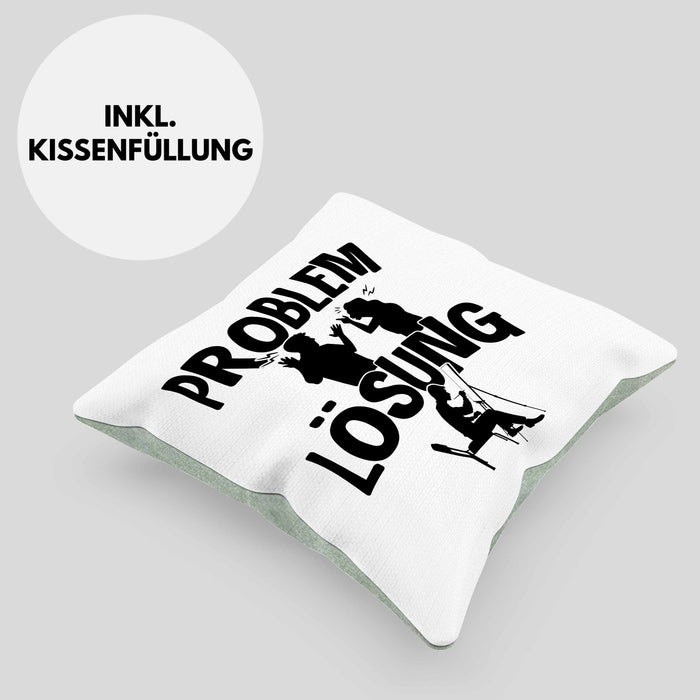 Maler Kissen mit Füllung 40x40 Geschenk für Künstler Maler Männer Geschenkidee Problem und Lösung Malen (Grau) Grün Trendation