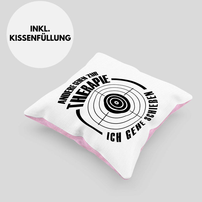 Lustige Schießen-Kissen mit Füllung 40x40 Geschenk für Schützenfest-Fans und Schießstand-Enthusiasten (Grau) Rosa Trendation