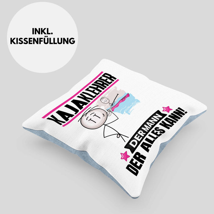 Kajaklehrer Kissen mit Füllung 40x40 Geschenk für Kajaklehrer Der Mann Der Alles Kann Geschenkidee zum Geburtstag (Grau) Blau Trendation