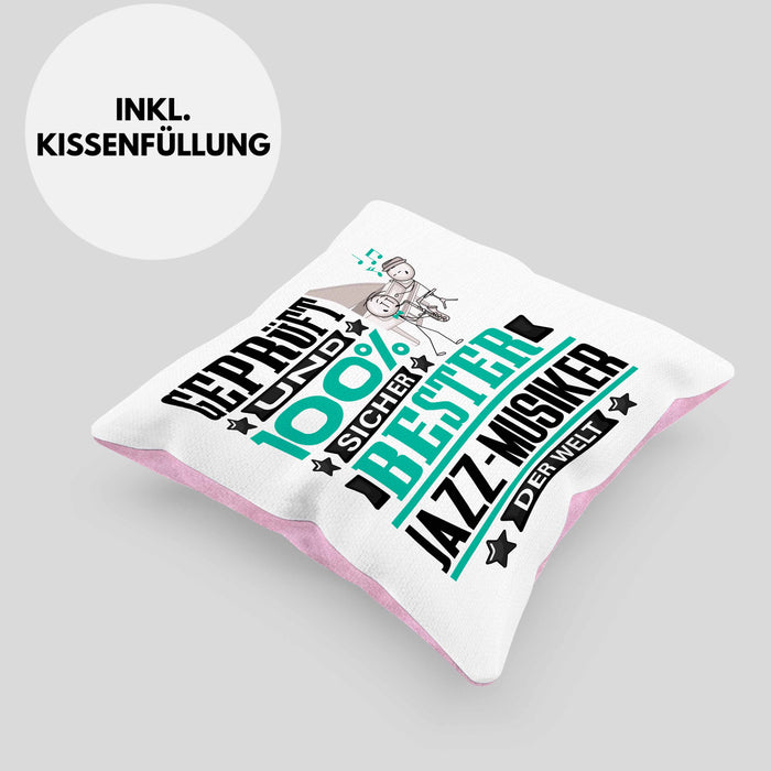 Jazz-Musiker Geschenk Lustiger Spruch für Jazz-Musiker Geschenkidee Bester Jazz-Musiker Der WeltKissen mit Füllung 40x40 (Grau) Rosa Trendation