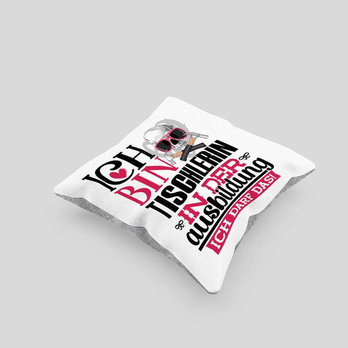 Tischlerin Ausbildung Start Geschenk Kissen mit Füllung 40x40 Ich Bin Tischlerin In Der Ausbildung Ich Darf Das Geschenkidee (Grau) Grau Trendation