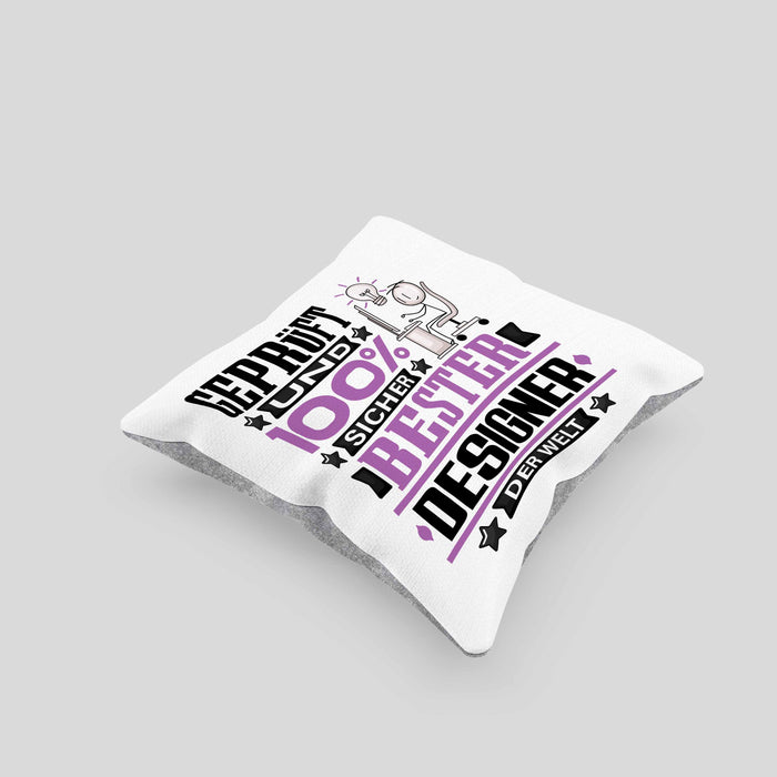 Designer Geschenk Lustiger Spruch für Designer Geschenkidee Bester Designer Der WeltKissen mit Füllung 40x40 (Grau) Grau Trendation