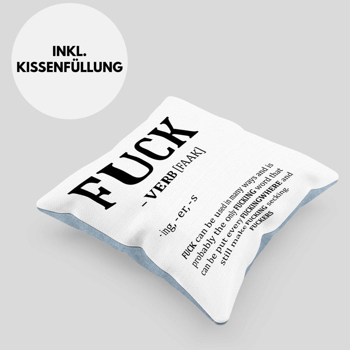 F*** Kissen mit Füllung 40x40 Geschenk Schimpfwort 18+ Geschenkidee Männer Frauen Arbeitskollege Geschenkidee (Grau) Blau Trendation