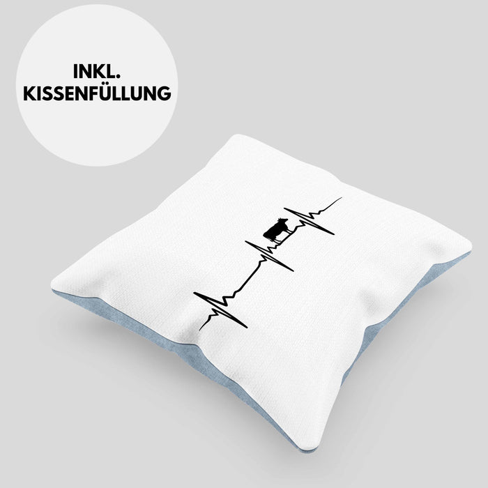 Kuh Herzschlag Bauer Rind Bauernhof Landwirt Geschenk Kissen mit Füllung 40x40 (Grau) Blau Trendation