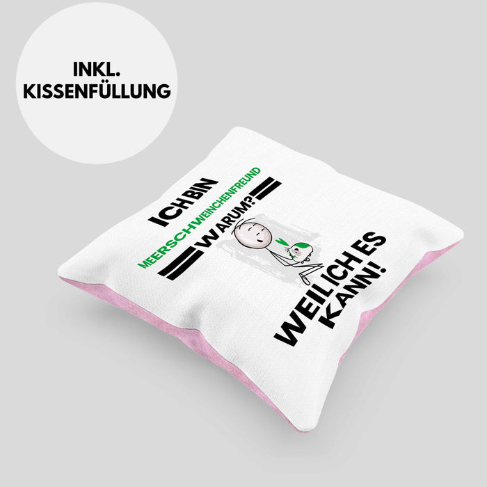 Meerschweinchenfreund Geschenk Kissen mit Füllung 40x40 Lustiger Spruch Ich Bin Meerschweinchenfreund Warum Weil Ich Es Kann Geschenkidee Bester Meerschweinchenfreund Geburtstag (Grau) Rosa Trendation