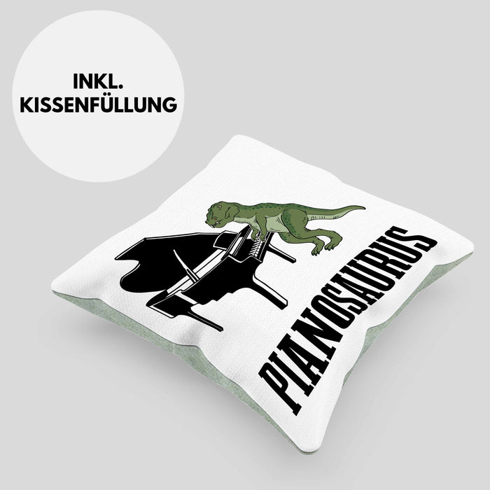 Pinaosaurus Piano-Spieler Kissen mit Füllung 40x40 Geschenk Klavier (Grau) Grün Trendation