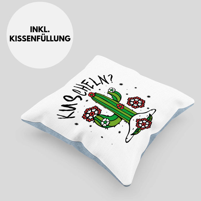 Kaktus Kissen mit Füllung 40x40 Geschenk Kuscheln Sarkasmus Humor Geschenkidee Kaktus-Liebhaber Frauen (Grau) Blau Trendation