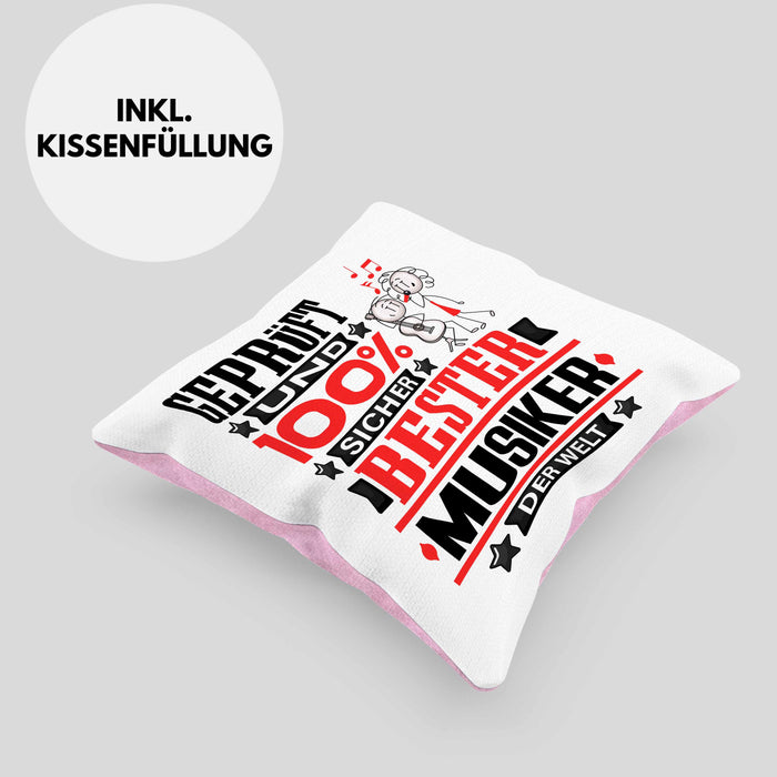 Musiker Geschenk Lustiger Spruch für Musiker Geschenkidee Bester Musiker Der WeltKissen mit Füllung 40x40 (Grau) Rosa Trendation