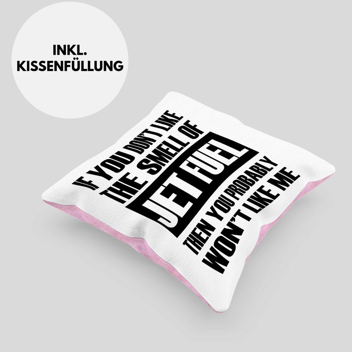Fuel Kissen mit Füllung 40x40 Geschenk für Fluglotsen mit Spruch (Grau) Rosa Trendation