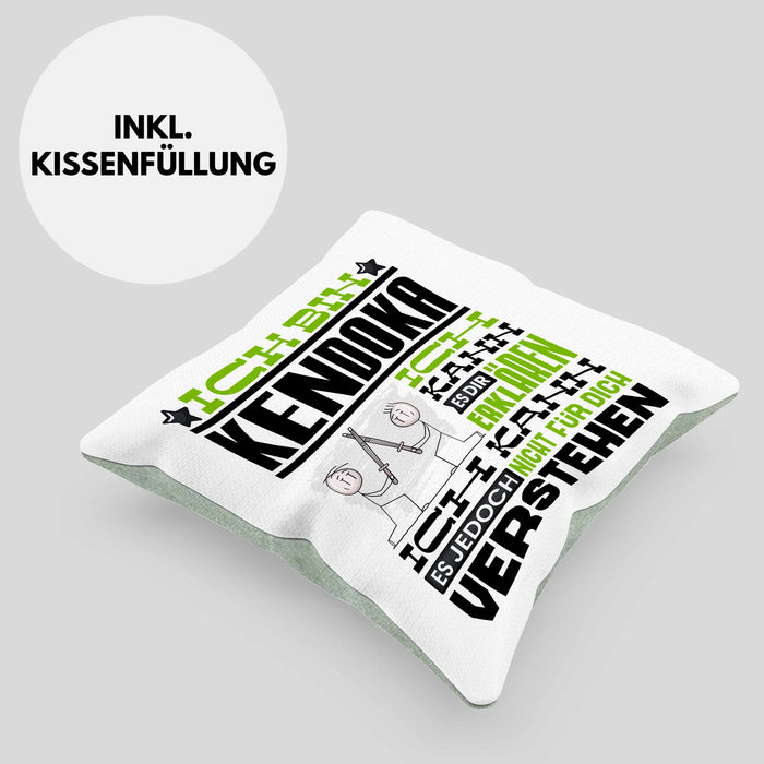 Kendoka Geschenk Kaffee-Kissen mit Füllung 40x40 Geschenkidee für Kendoka Ich Bin Kendoka Ich Kann Es Dir Erklären Jedoch Nicht Für Dich Verstehen Spruch Lustig (Grau) Grün Trendation