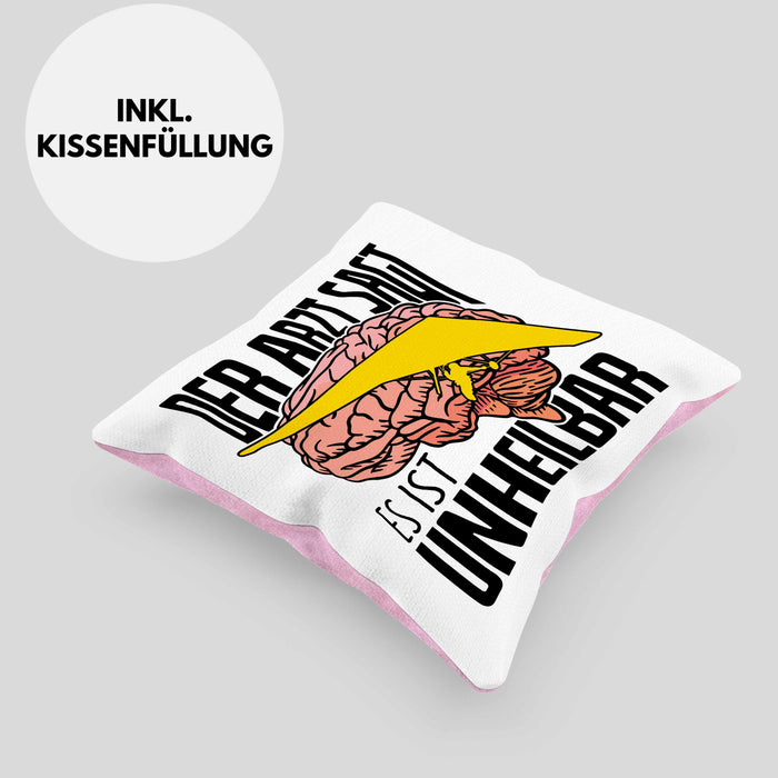 Geschenk für Drachenflieger Kissen mit Füllung 40x40 Spruch Hängegleiter "Der Arzt Sagt Es Ist Unheilbar" (Grau) Rosa Trendation