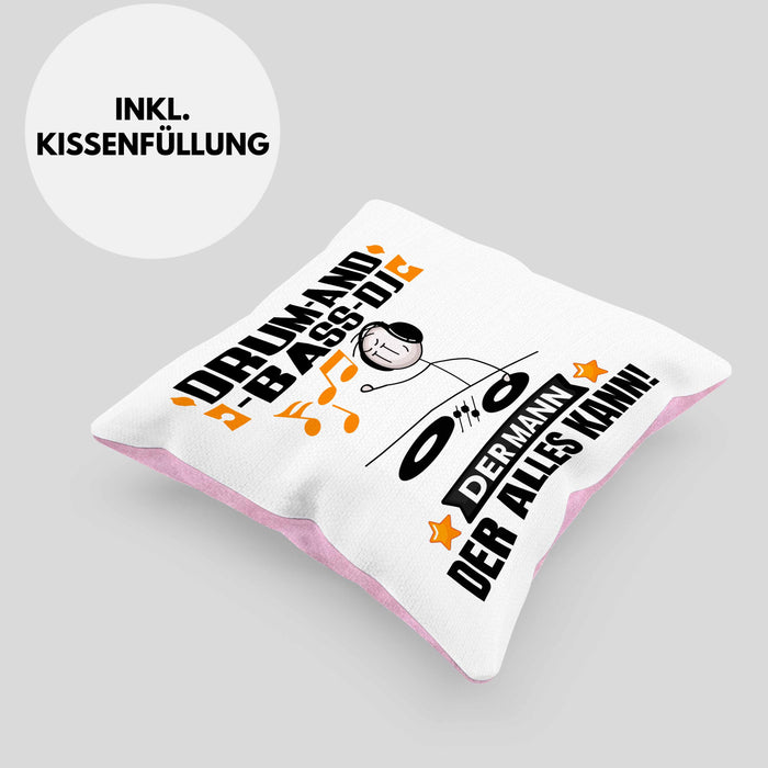 Drum-and-Bass-DJ Kissen mit Füllung 40x40 Geschenk für Drum-and-Bass-DJ Der Mann Der Alles Kann Geschenkidee zum Geburtstag (Grau) Rosa Trendation