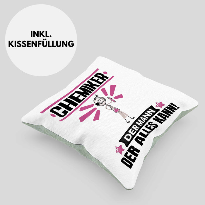 Chemiker Kissen mit Füllung 40x40 Geschenk für Chemiker Der Mann Der Alles Kann Geschenkidee zum Geburtstag (Grau) Grün Trendation