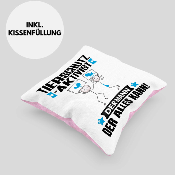 Tierschutzaktivist Kissen mit Füllung 40x40 Geschenk für Tierschutzaktivist Der Mann Der Alles Kann Geschenkidee zum Geburtstag (Grau) Rosa Trendation