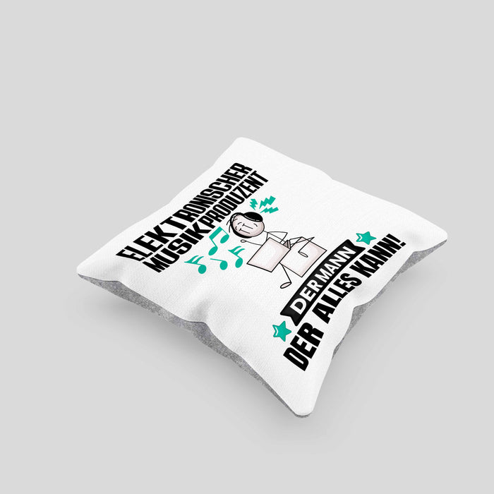 ElektronischerMusikproduzent Kissen mit Füllung 40x40 Geschenk für ElektronischerMusikproduzent Der Mann Der Alles Kann Geschenkidee zum Geburtstag (Grau) Grau Trendation