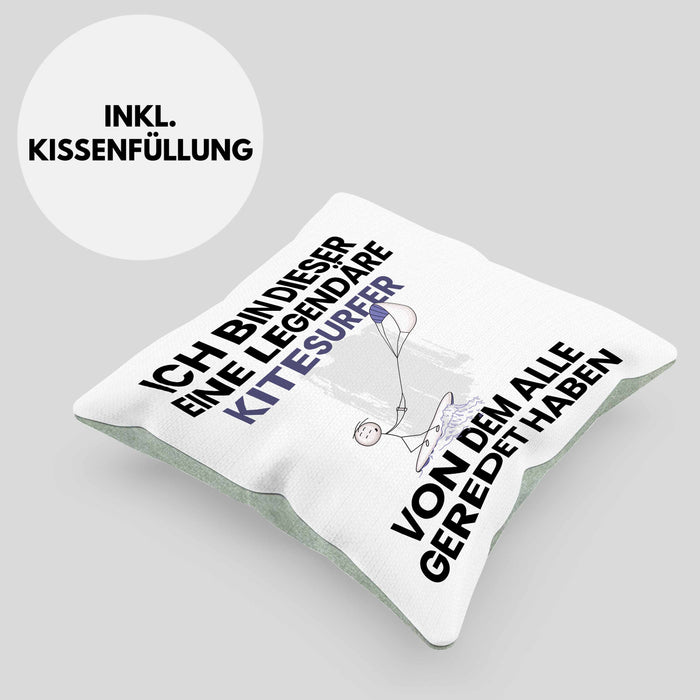Kitesurfer Geschenk Kissen mit Füllung 40x40 Lustige Geschenkidee Geburtstag für Kitesurfer Ich Bin Dieser Legendäre Kitesurfer Von Dem Alle Geredet Haben (Grau) Grün Trendation