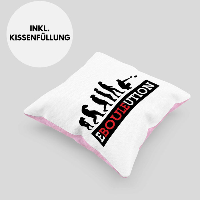 Boule Kissen mit Füllung 40x40 Geschenk Boule-Spieler Geschenkidee Spruch Ebouleution (Grau) Rosa Trendation
