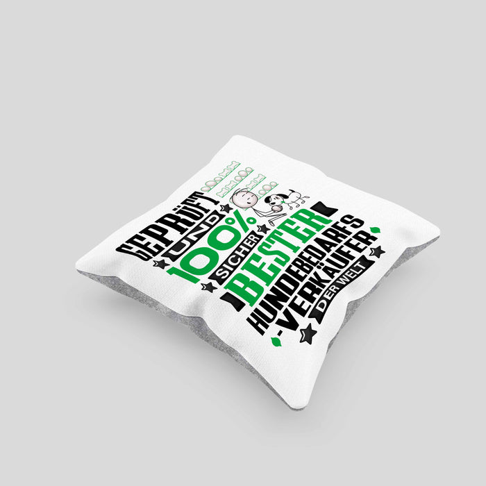 Hundebedarfsverkäufer Geschenk Lustiger Spruch für Hundebedarfsverkäufer Geschenkidee Bester Hundebedarfsverkäufer Der WeltKissen mit Füllung 40x40 (Grau) Grau Trendation