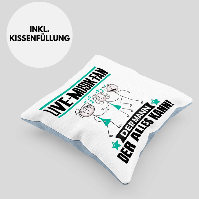 Live-Musik-Fan Kissen mit Füllung 40x40 Geschenk für Live-Musik-Fan Der Mann Der Alles Kann Geschenkidee zum Geburtstag (Grau) Blau Trendation