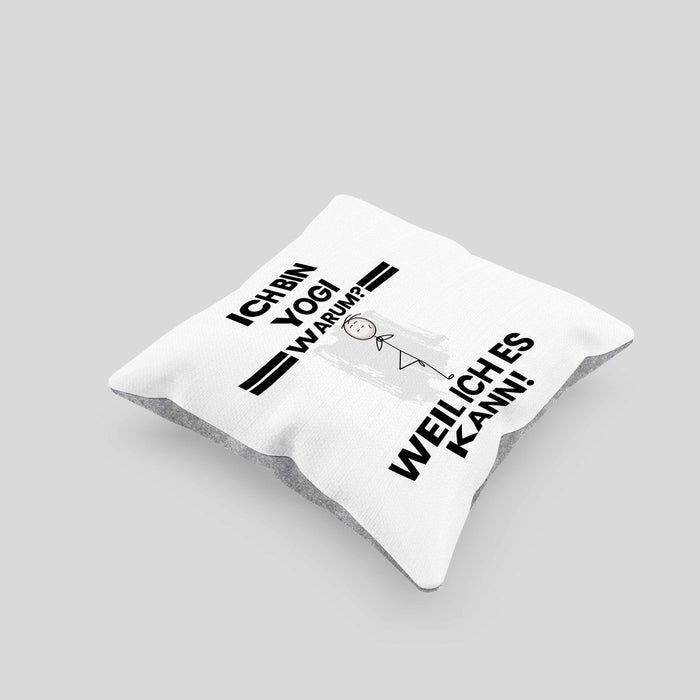 Yogi Geschenk Kissen mit Füllung 40x40 Lustiger Spruch Ich Bin Yogi Warum Weil Ich Es Kann Geschenkidee Bester Yogi Geburtstag (Grau) Grau Trendation