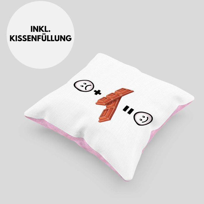 Schokolade Kissen mit Füllung 40x40 Geschenk für Schoko-Liebhaber Lustige Geschenkidee :( + Schokolade = :) Geburtstag (Grau) Rosa Trendation