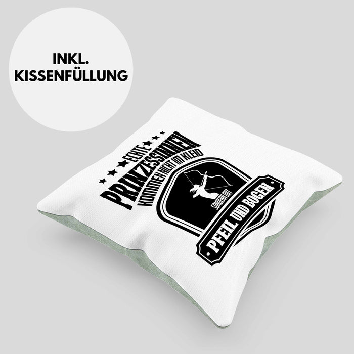 Lustige Bogenschützin Kissen mit Füllung 40x40 mit Spruch Geschenk Frauen Bogenschießen Pfeil und Bogen Motiv (Grau) Grün Trendation