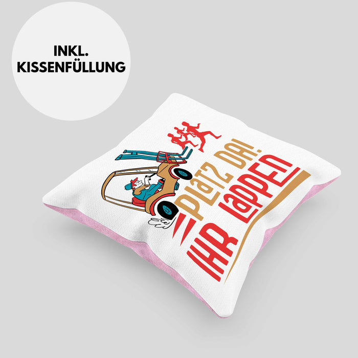 Gabelstapler Kissen mit Füllung 40x40 Geschenk Gabelstaplerfahrer Lagerist Geschenkidee Männer Platz Ihr Lappen Hupwagen Lager Geschenkidee (Grau) Rosa Trendation