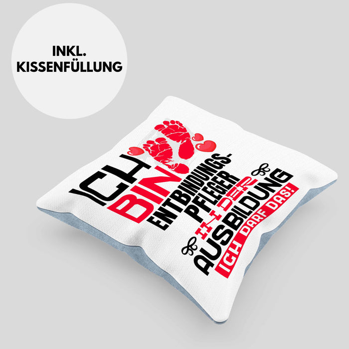 Entbindungspfleger Ausbildung Kissen mit Füllung 40x40 Geschenk Ich Bin Entbindungspfleger In Der Ausbildung Ich Darf Das Geschenkidee Spruch (Grau) Blau Trendation