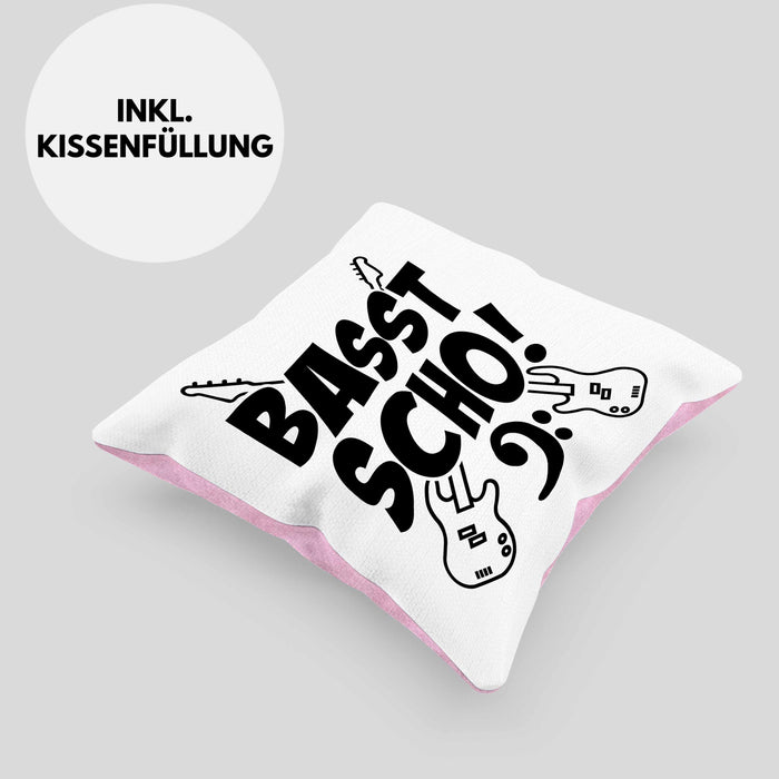 Bassist Kissen mit Füllung 40x40 Geschenk Bass-Spieler Geschenkidee Basst Scho ! (Grau) Rosa Trendation