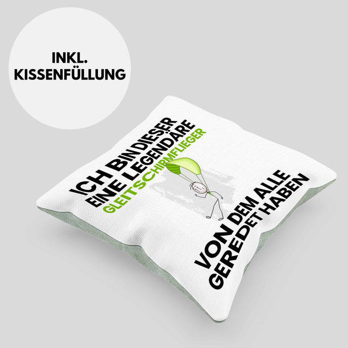 Gleitschirmflieger Geschenk Kissen mit Füllung 40x40 Lustige Geschenkidee Geburtstag für Gleitschirmflieger Ich Bin Dieser Legendäre Gleitschirmflieger Von Dem Alle Geredet Haben (Grau) Grün Trendation