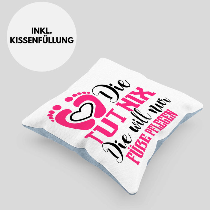 Lustige Kissen mit Füllung 40x40 für Fußpflegerinnen Geschenk für Fußpflege (Grau) Blau Trendation