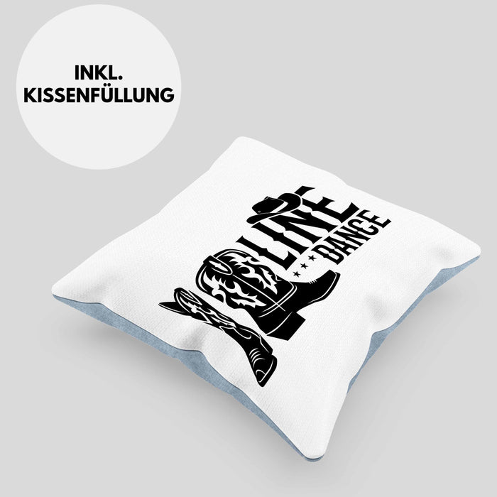 Line Dance Kissen mit Füllung 40x40 Geschenk Spruch Linedance KafffeeKissen mit Füllung 40x40 Spruch (Grau) Blau Trendation