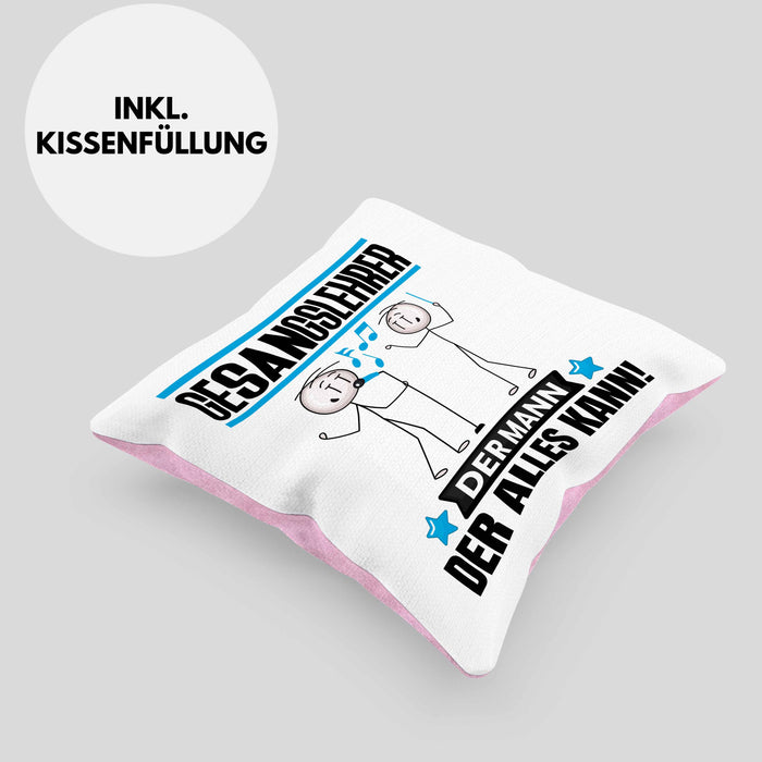 Gesangslehrer Kissen mit Füllung 40x40 Geschenk für Gesangslehrer Der Mann Der Alles Kann Geschenkidee zum Geburtstag (Grau) Rosa Trendation