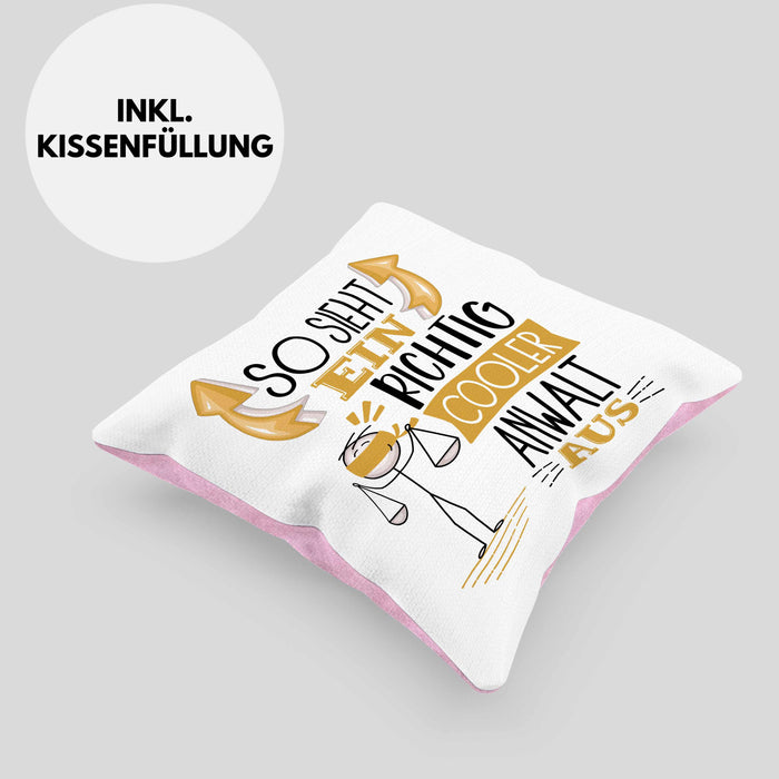Anwalt Kissen mit Füllung 40x40 Geschenk So Sieht Ein RIchtig Cooler Anwalt Aus Geschenkidee Lustiger Spruch Geburtstag (Grau) Rosa Trendation