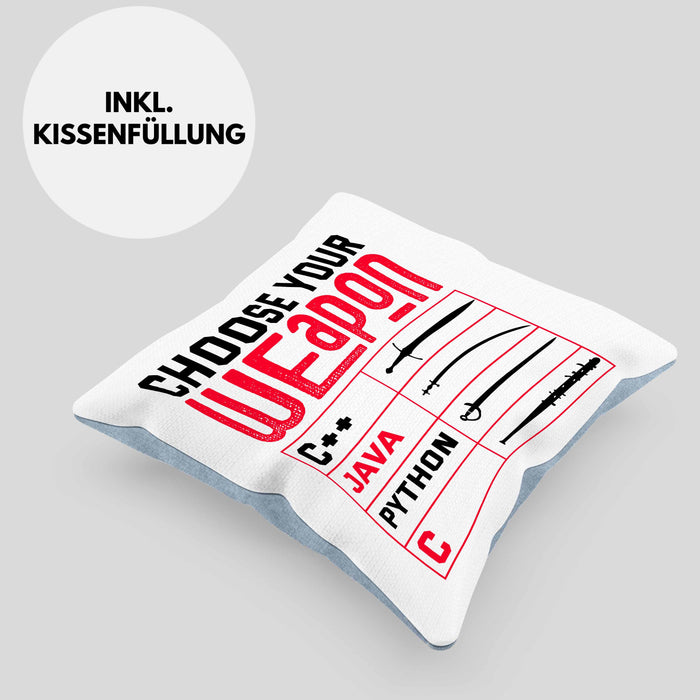 Prorgammierer Kissen mit Füllung 40x40 Geschenk Programmiersprachen Nerd Geschenkdiee Informatiker Spruch (Grau) Blau Trendation