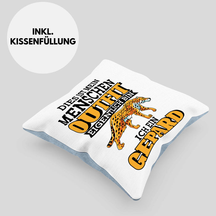 Lustige Gepard Kissen mit Füllung 40x40 Spruch Kostüm Geschenkidee (Grau) Blau Trendation