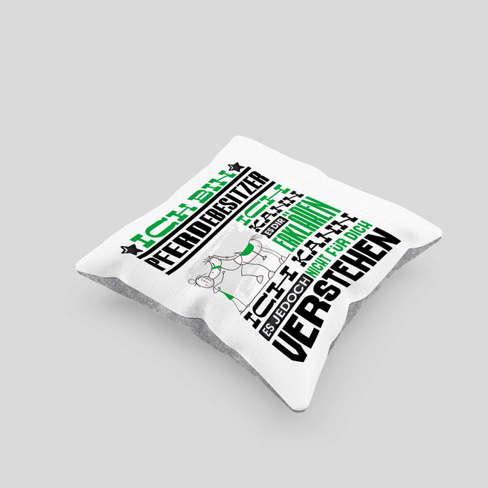 Pferdebesitzer Geschenk Kaffee-Kissen mit Füllung 40x40 Geschenkidee für Pferdebesitzer Ich Bin Pferdebesitzer Ich Kann Es Dir Erklären Jedoch Nicht Für Dich Verstehen Spruch Lustig (Grau) Grau Trendation