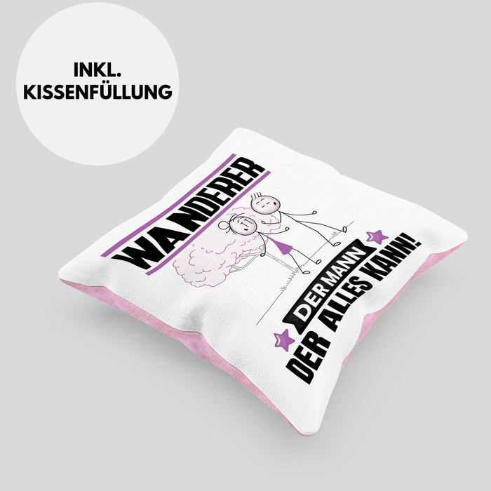 Wandern Kissen mit Füllung 40x40 Geschenk für Wandern Der Mann Der Alles Kann Geschenkidee zum Geburtstag (Grau) Rosa Trendation