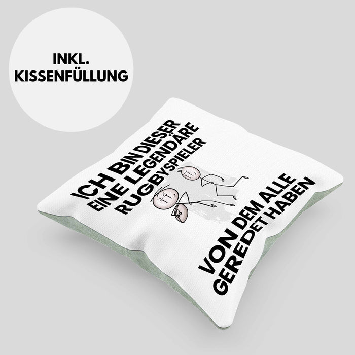 Rugbyspieler Geschenk Kissen mit Füllung 40x40 Lustige Geschenkidee Geburtstag für Rugbyspieler Ich Bin Dieser Legendäre Rugbyspieler Von Dem Alle Geredet Haben (Grau) Grün Trendation