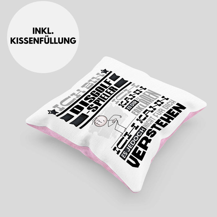 Discgolf-Spieler Geschenk Kaffee-Kissen mit Füllung 40x40 Geschenkidee für Discgolf-Spieler Ich Bin Discgolf-Spieler Ich Kann Es Dir Erklären Jedoch Nicht Für Dich Verstehen Spruch Lustig (Grau) Rosa Trendation