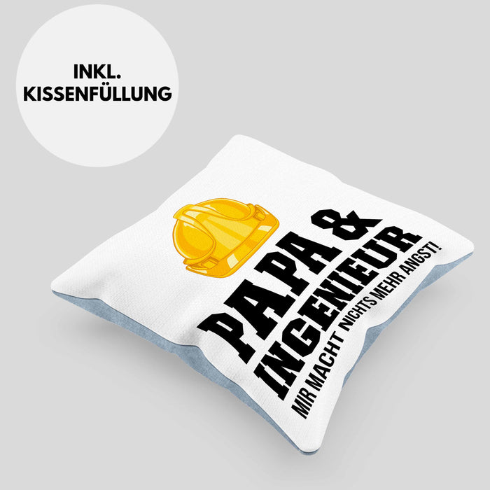 Ingenieur Papa Kissen mit Füllung 40x40 Gadget Geschenk Ingeneur Geschenkidee (Grau) Blau Trendation