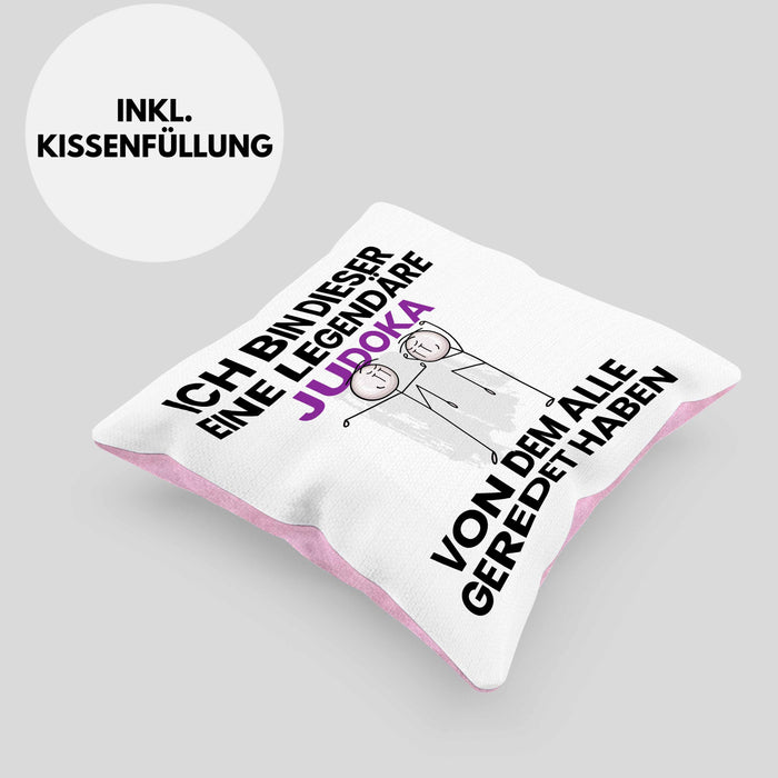 Judoka Geschenk Kissen mit Füllung 40x40 Lustige Geschenkidee Geburtstag für Judoka Ich Bin Dieser Legendäre Judoka Von Dem Alle Geredet Haben (Grau) Rosa Trendation