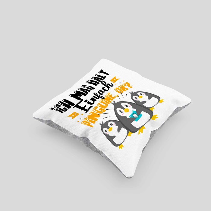 Pinguine Geschenk Kissen mit Füllung 40x40 Mädchen Geschenkdiee Pinguin-Liebhaberin Ich Mag Halt Einfach Pinguine Ok (Grau) Grau Trendation