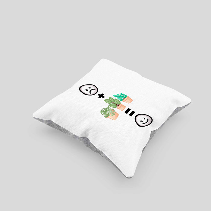 Pflanzen Kissen mit Füllung 40x40 Geschenk für Pflanzen-Liebhaber Grüner Daumen Geburtstag Lustige Geschenkidee :( + Pflanzen+ = :) (Grau) Grau Trendation