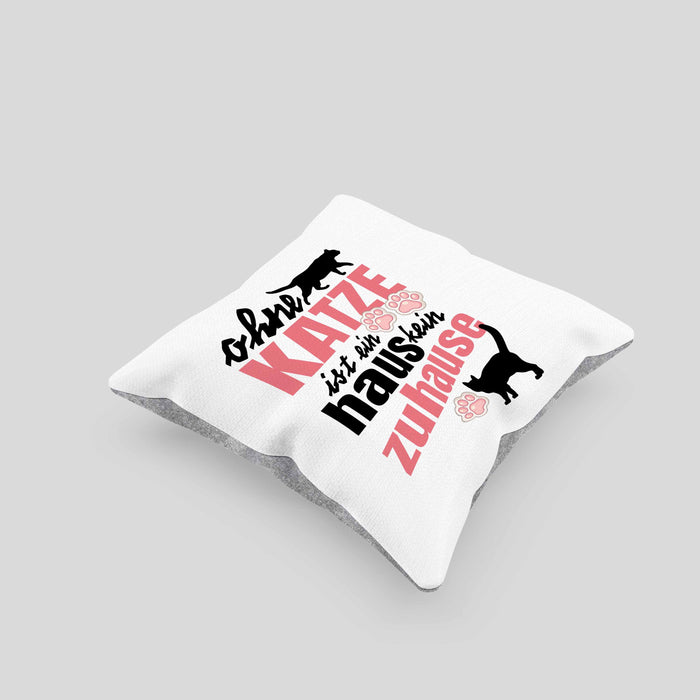 Katze Kissen mit Füllung 40x40 Katzenbesitzer Geschenk Katzen Geschenkidee Lustige Kissen mit Füllung 40x40 mit Spruch Kater Katzenmama (Grau) Grau Trendation