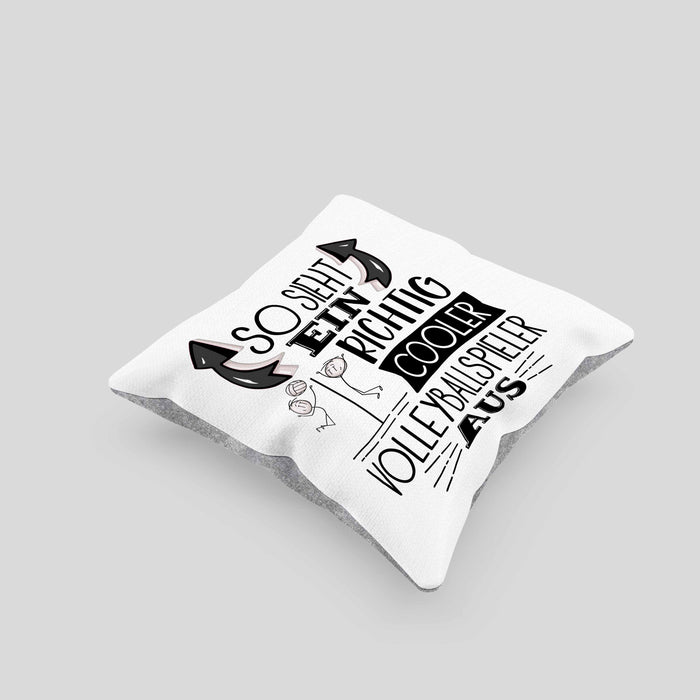 Volleyballspieler Kissen mit Füllung 40x40 Geschenk So Sieht Ein Richtig Cooler Volleyballspieler Aus Geschenkidee Spruch Lustig (Grau) Grau Trendation