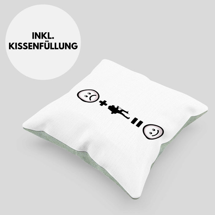 Wandern Kissen mit Füllung 40x40 Geschenk für Wandern Berge :( + Wandern = :) Lustige Geschenkidee Geburtstag (Grau) Grün Trendation