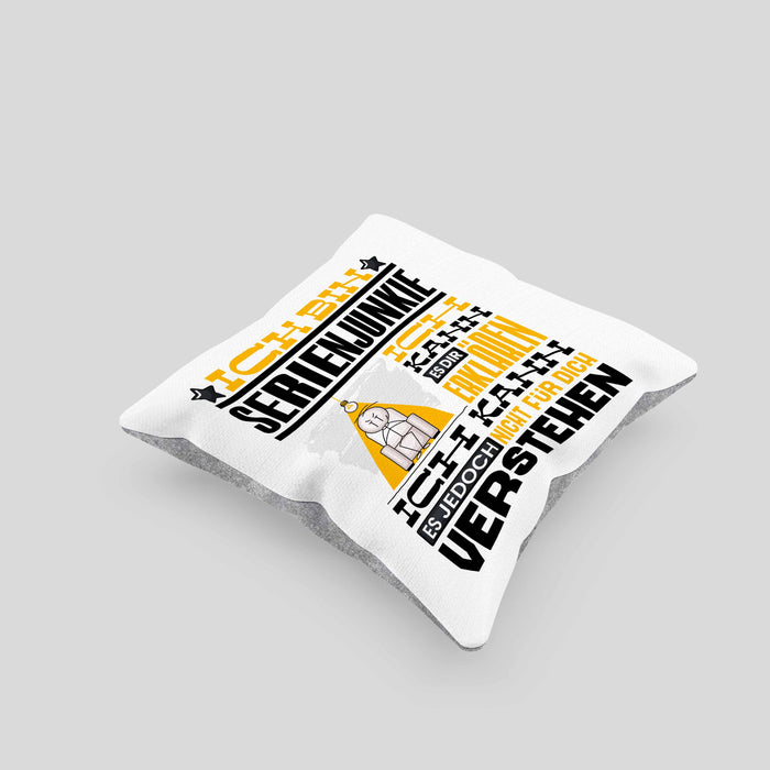 Serienjunkie Geschenk Kaffee-Kissen mit Füllung 40x40 Geschenkidee für Serienjunkie Ich Bin Serienjunkie Ich Kann Es Dir Erklären Jedoch Nicht Für Dich Verstehen Spruch Lustig (Grau) Grau Trendation