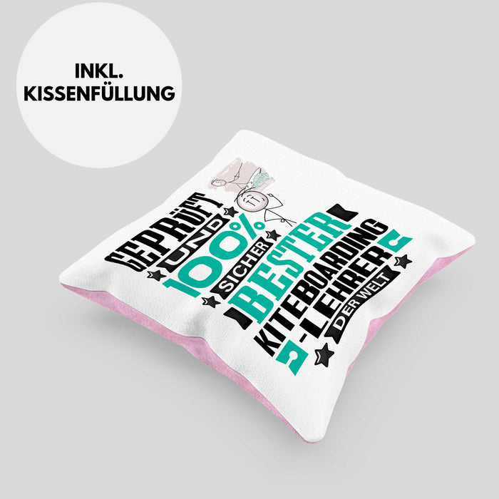 Kiteboarding-Lehrer Geschenk Lustiger Spruch für Kiteboarding-Lehrer Geschenkidee Bester Kiteboarding-Lehrer Der WeltKissen mit Füllung 40x40 (Grau) Rosa Trendation